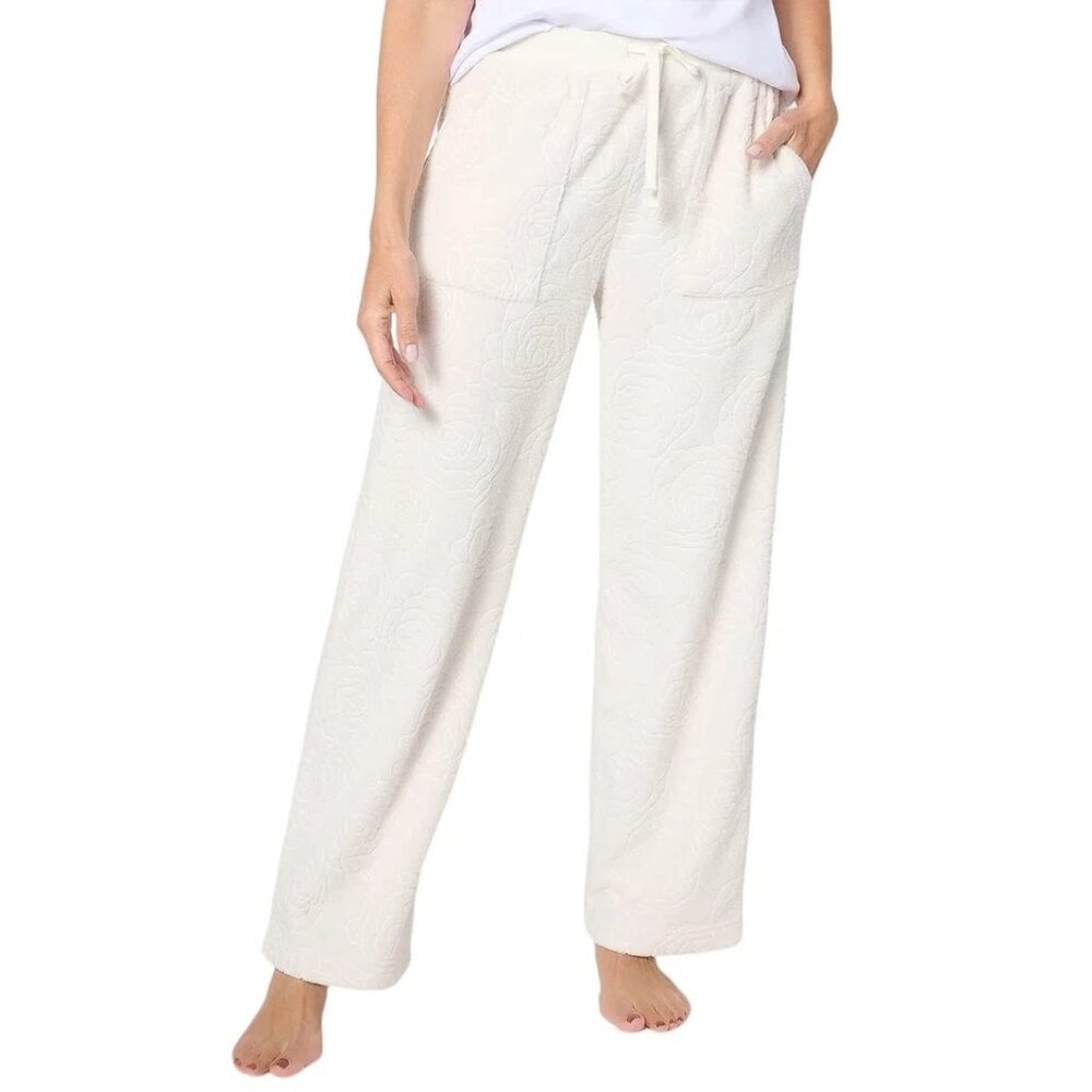 Berkshire Homewear Lounge Pant Size XL Embossed Spa Knit Straight Leg White NEW